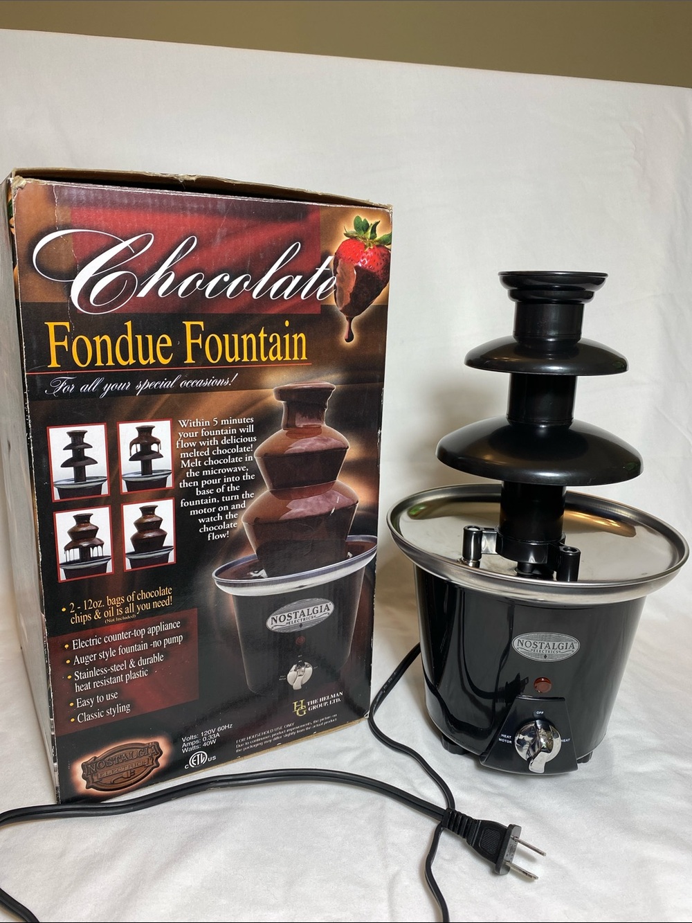 Nostalgia Chocolate Fondue Fountain - 3 Tier - 24oz